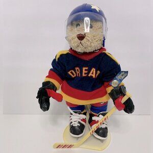 12”Hockey Player Brass Button Bear (Flash) - Sports Bears Collectable-Nwot